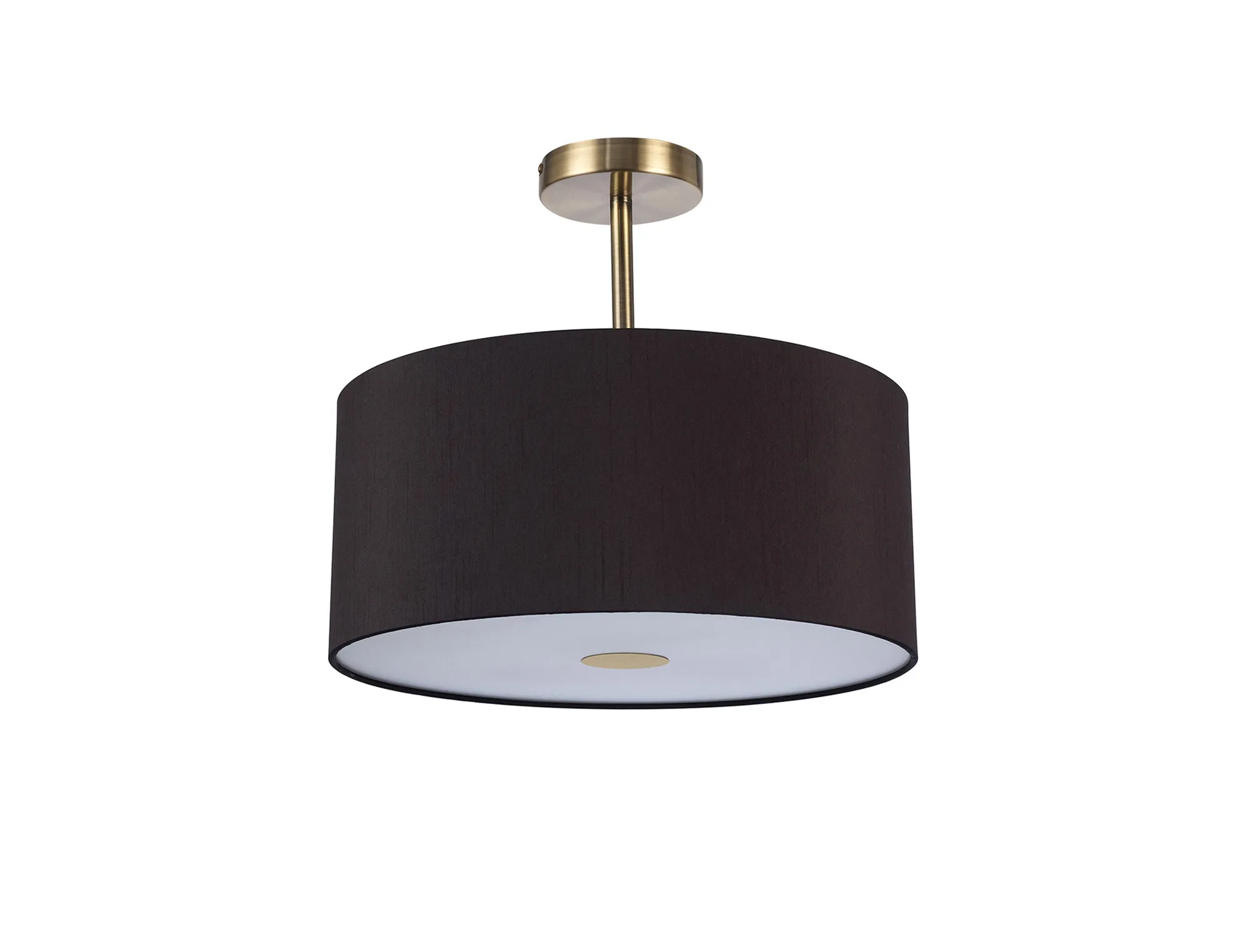 Baymont 40cm Semi Flush 3 Light Antique Brass, Midnight Black/Green Olive, Frosted Diffuser DK0377  Deco Baymont AB BL/GR